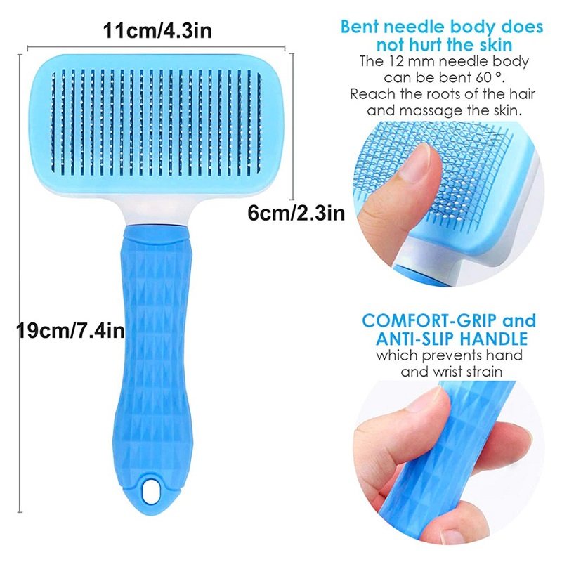 Pet Self Cleaning Brush Slicker Hair Grooming Massage Partiklar