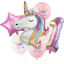 Rainbow Unicorn Baby Shower Ballonger Festdekorationer 7st