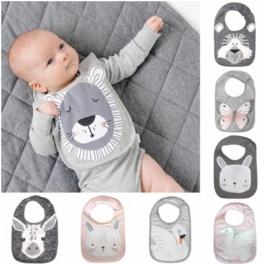 Söt Baby Haklappar Bomullsdjur Animerad Design