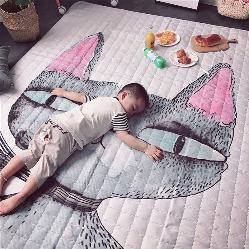 Babylekmatta Bomullsgolvgym - Giftfri Halkfri Vändbar Tvättbar Och Vattentät Babykrypmatta66.9"x78.7"eur-cats