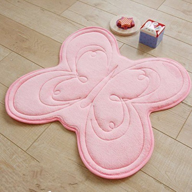Butterfly Design Mattor Coral Fleece Matta För Badrum Mjuk Memory Foam För Sovrum Halkfri 23.6"x23.6"