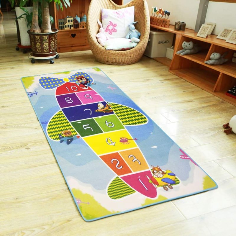 Färgglad Hopscotch Barn/barn Matta Antisladd Gel Bakgrundsmatta Designer Förskola Lekrum Mattor