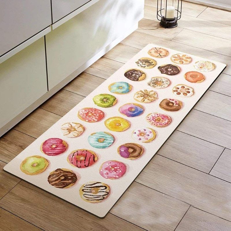 Färgglada Donut Halkfria Vattentäta Mattor Oljesäkra Creative Rug Runner För Kök Badrum Eller Arbetsstationer