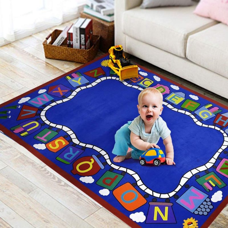 Pedagogisk Barnmatta För Lekrum 5'x7' På Blue Letters Learning Rug Lektid Klassrumsmatta
