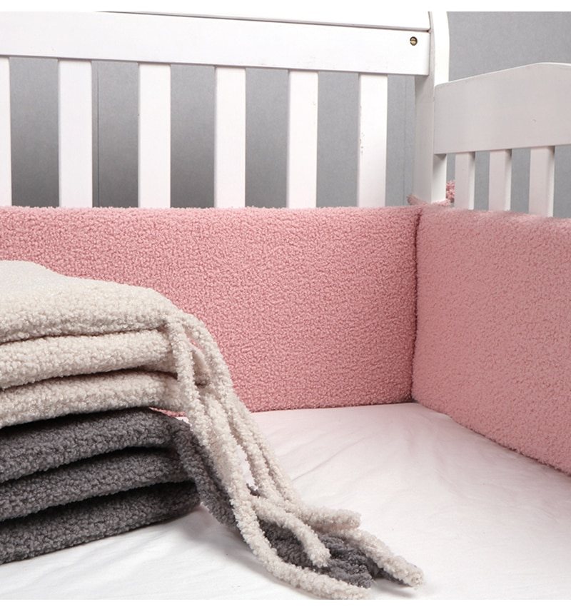 3 Paneler Babysäker Spjälsäng Bumpers Sherpa-material