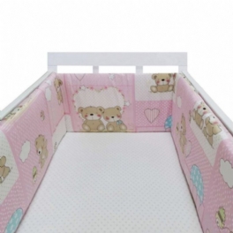 Babysäker Spjälsäng Bumpers Pink & Bear
