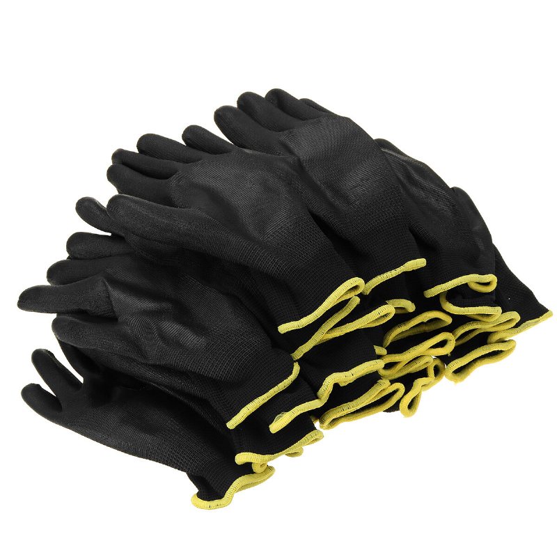 12 Par Nylon Pu Palmbelagda Skyddshandskar Motorcykel Antistatisk Byt Ut S/m/l