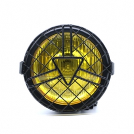 12v 35w 6.3 Tum Universal Motorcykelstrålkastare Refit Allmänt Strålkastare Grill Gul/vit Kåpa Retro Vintage Fäste
