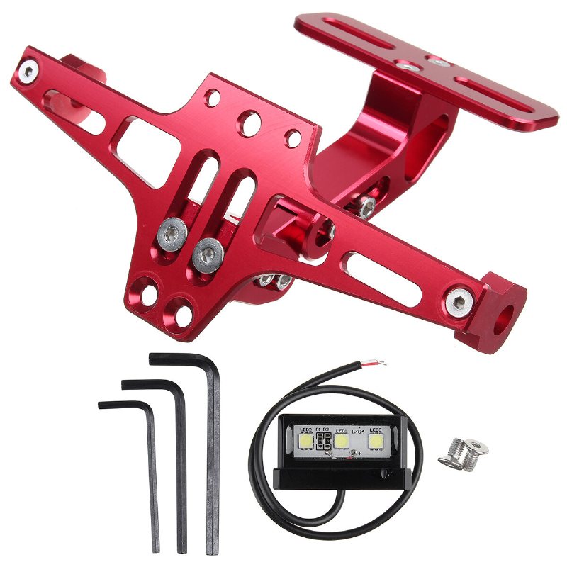 12v Cnc Motorcykellegering Registreringsskylthållare Fäste Led-lampor Universal