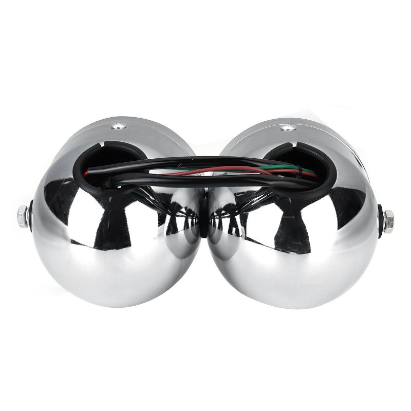 12v Hi/lo Beam Twin Strålkastare Motorcykel Dubbel Dual Lamp Street Fighter Naked Dominator Chrome