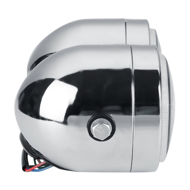 12v Hi/lo Beam Twin Strålkastare Motorcykel Dubbel Dual Lamp Street Fighter Naked Dominator Chrome