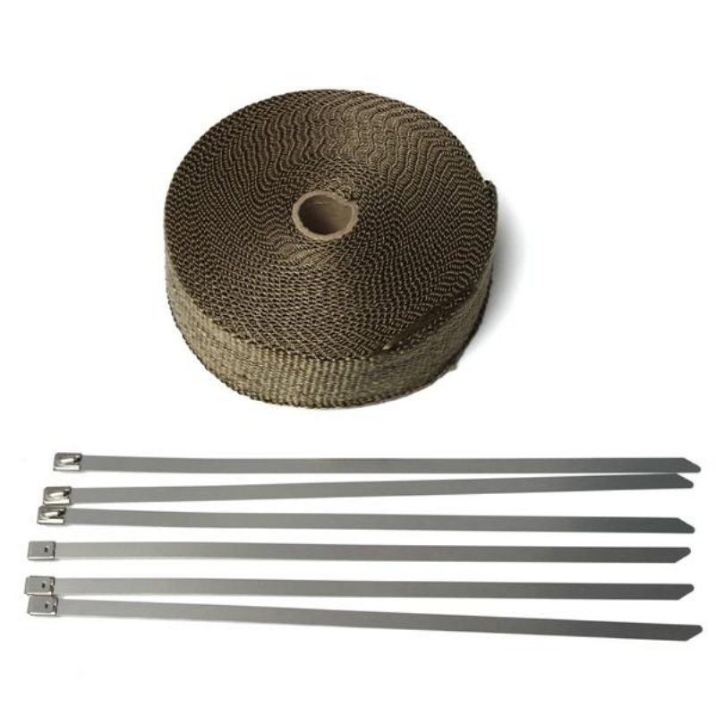 50 mm X 15 M Avgasvärmefolie Isoleringsrör Tejp Titan Glasfiber Med 6 Rostfria Band