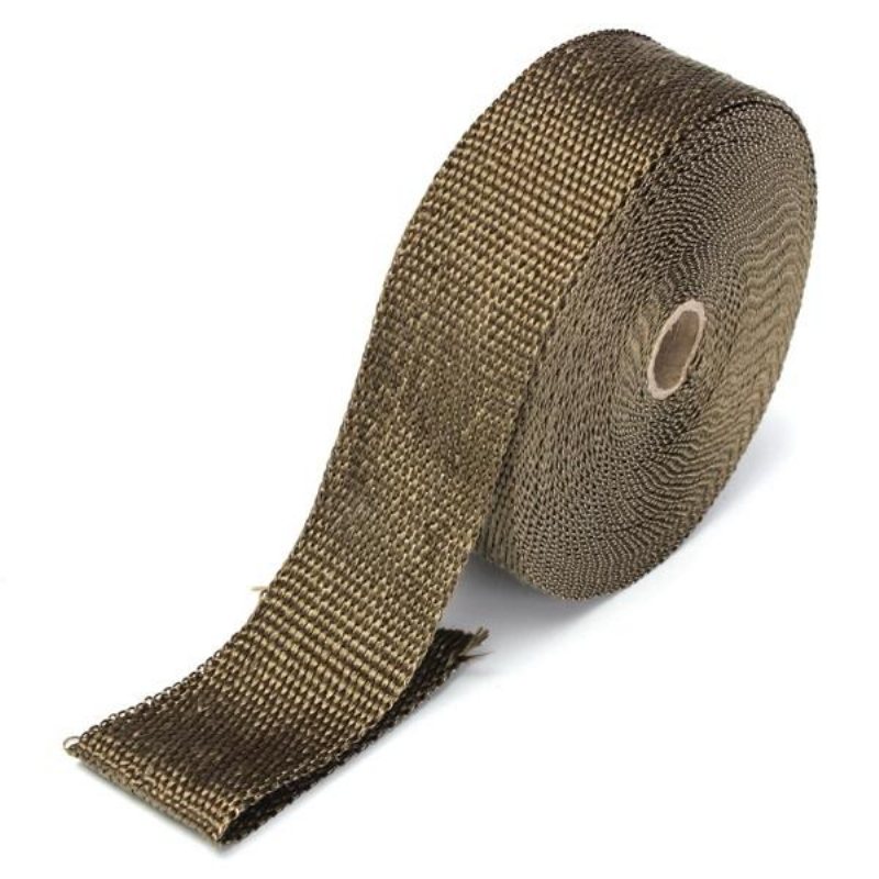 50 mm X 15 M Avgasvärmefolie Isoleringsrör Tejp Titan Glasfiber Med 6 Rostfria Band