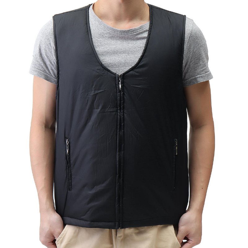 Elektrisk Svart Väst Uppvärmd Tyg Thermal Warm Pad Winter Body Warmer