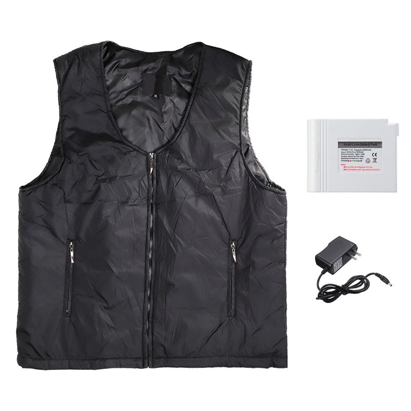 Elektrisk Svart Väst Uppvärmd Tyg Thermal Warm Pad Winter Body Warmer