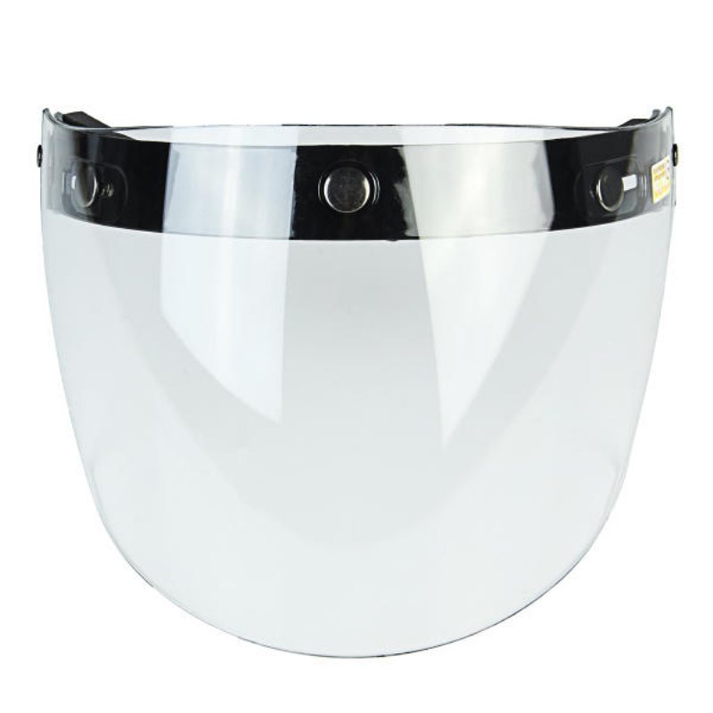 Flip Up Hjälm Shield Lens Visir 3 Snap För Motorcykel Halvhjälm Klar Silver