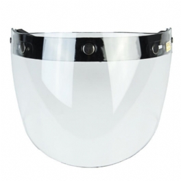 Flip Up Hjälm Shield Lens Visir 3 Snap För Motorcykel Halvhjälm Klar Silver