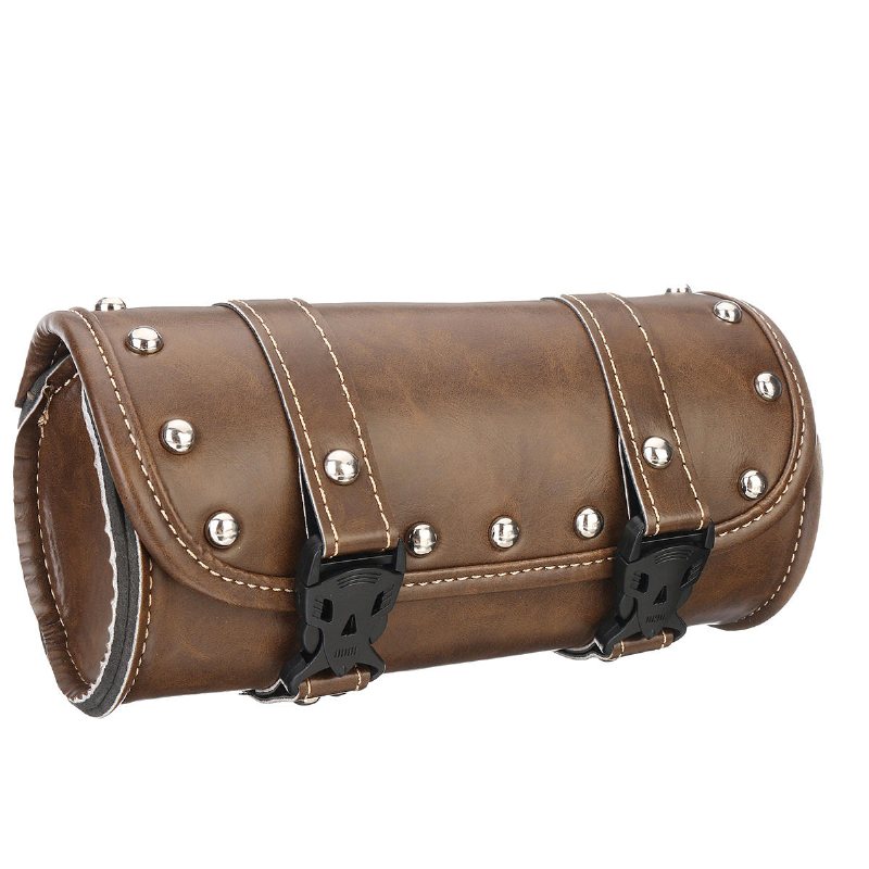 Läder Motorcykel Framgaffel Verktygsväska För Harley/softail/sportster/dyna Brown