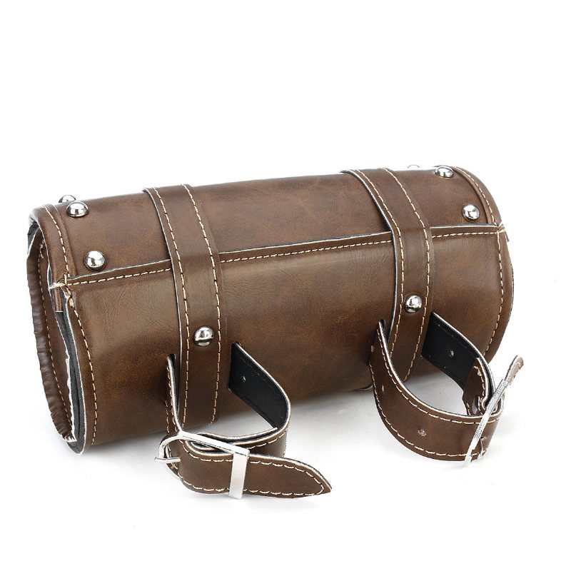 Läder Motorcykel Framgaffel Verktygsväska För Harley/softail/sportster/dyna Brown
