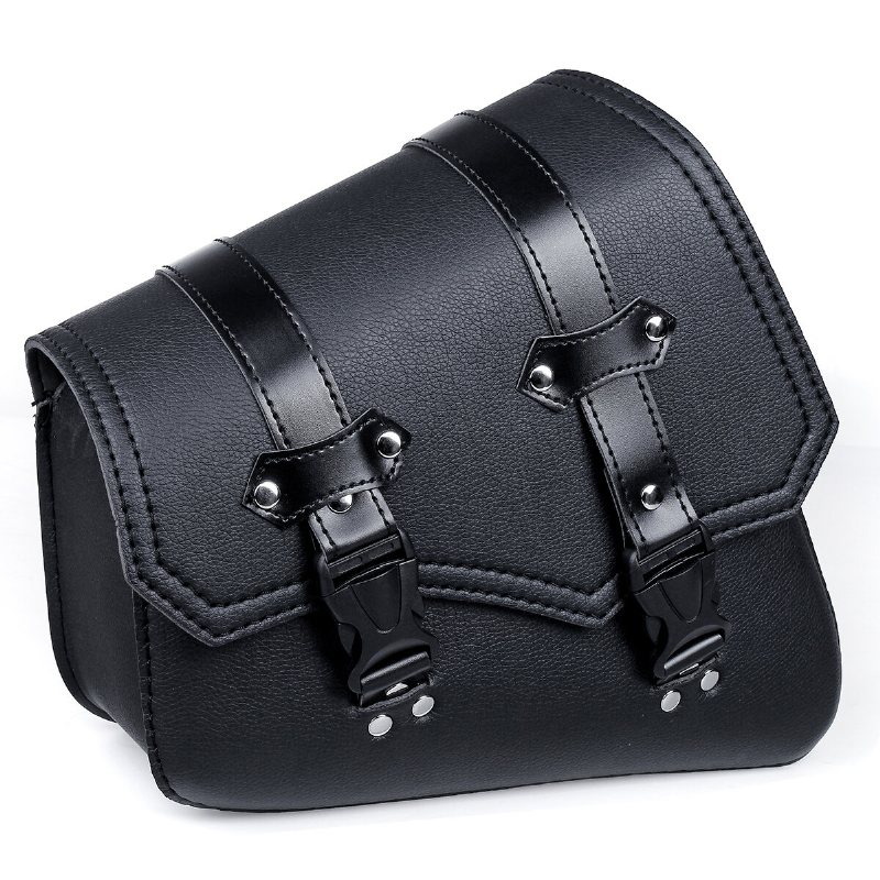 Motorcykel Sadelväskor 3 Quick Release Spänne Svart Pu Läder Vattentät Universal