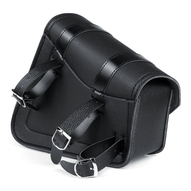 Motorcykel Sadelväskor 3 Quick Release Spänne Svart Pu Läder Vattentät Universal