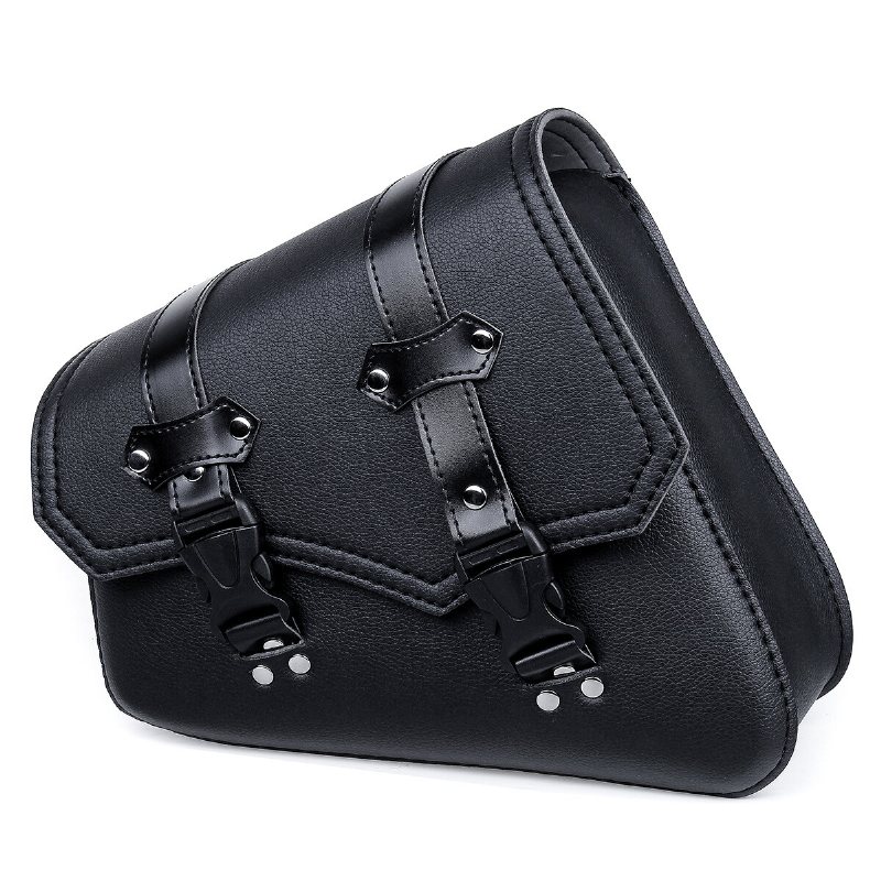 Motorcykel Sadelväskor 3 Quick Release Spänne Svart Pu Läder Vattentät Universal