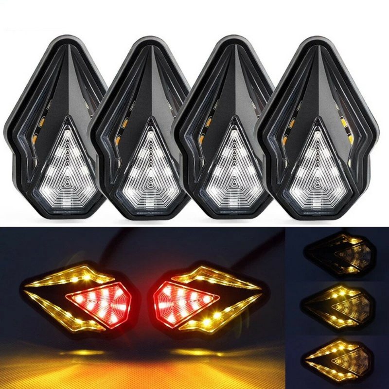 Par 12v Diamantformade Dubbla Lampor Led Motorcykel Svängvarning Vattentät Varsellampa
