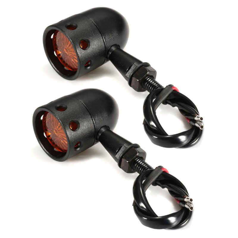 Par 12v Motorcykel Bärnstensfärgad Blinkersindikatorlampa Ihålig Lampa
