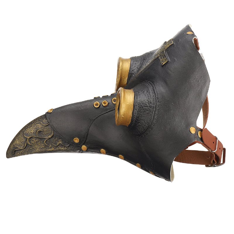 Plague Doctor Mask Halloween Dräkt Fågel Long Nose Beak Pu Läder Steampunk