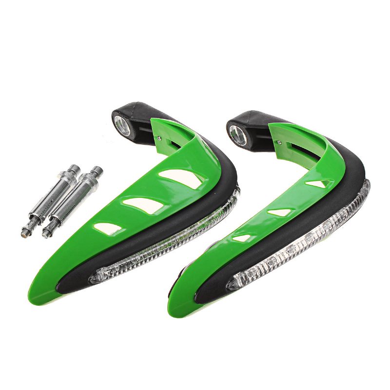 Styrskydd Med Vitt Drl Led-ljus Dirt Bike Atv Motocross Motorcykel Handguard Protector