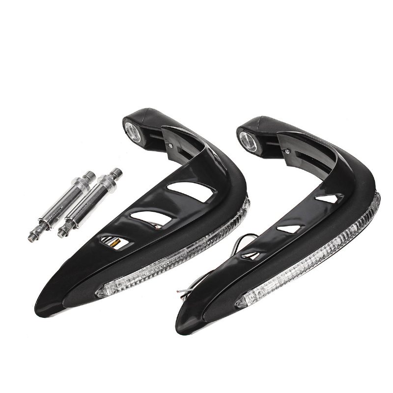 Styrskydd Med Vitt Drl Led-ljus Dirt Bike Atv Motocross Motorcykel Handguard Protector