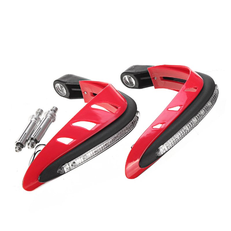 Styrskydd Med Vitt Drl Led-ljus Dirt Bike Atv Motocross Motorcykel Handguard Protector
