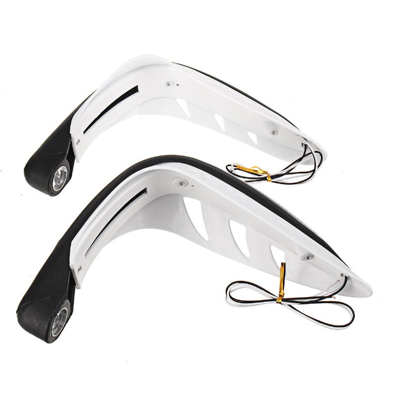 Styrskydd Med Vitt Drl Led-ljus Dirt Bike Atv Motocross Motorcykel Handguard Protector