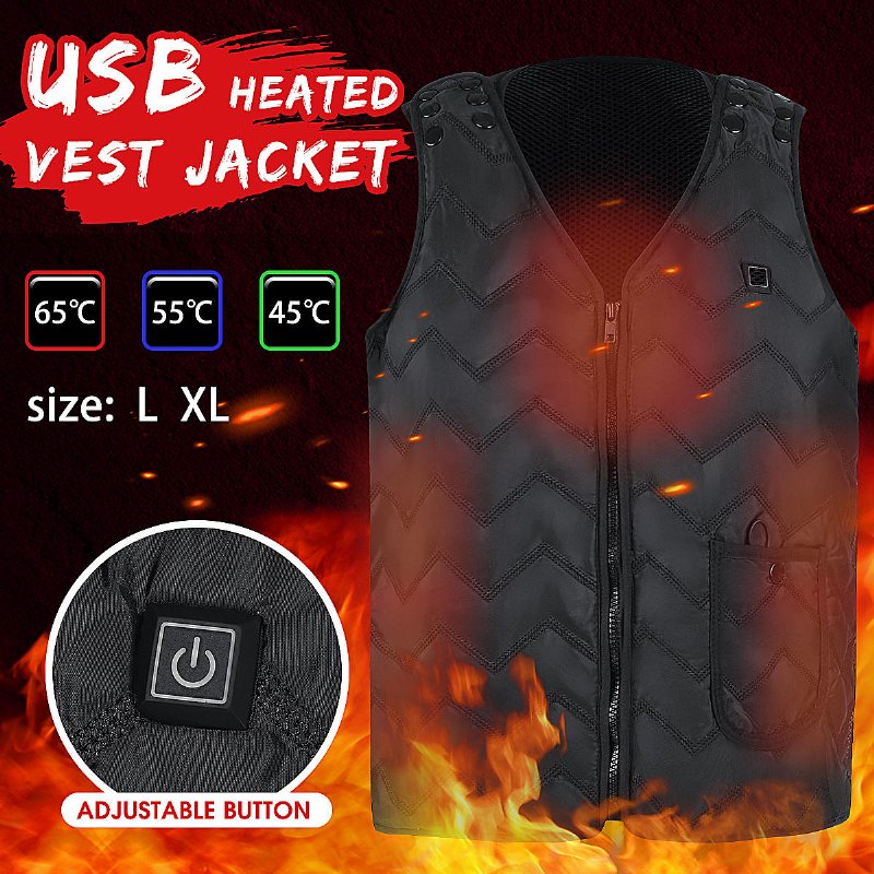 Unisex Elvärme Usb Väst Jacka Justerbar Varmare Vinterkläder