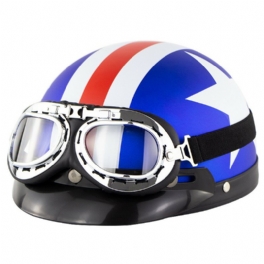 Universal Abs Motorcykel Öppen Face Hjälm Retro Vintage Med Goggles Nackskydd