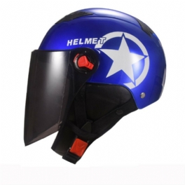Universal Unisex Motorcykel Skoter Halvansiktshjälm Med Brun Lins Andas