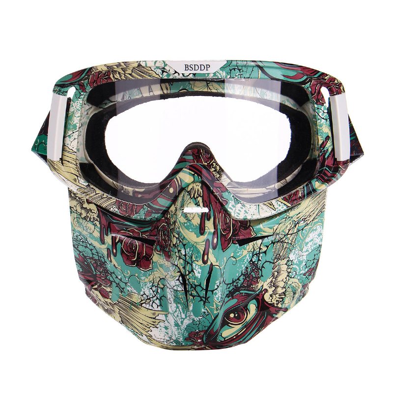 Vindtät Skidor Avtagbar Ansiktsmask Goggles Motorcykel Uv-skyddsglasögon