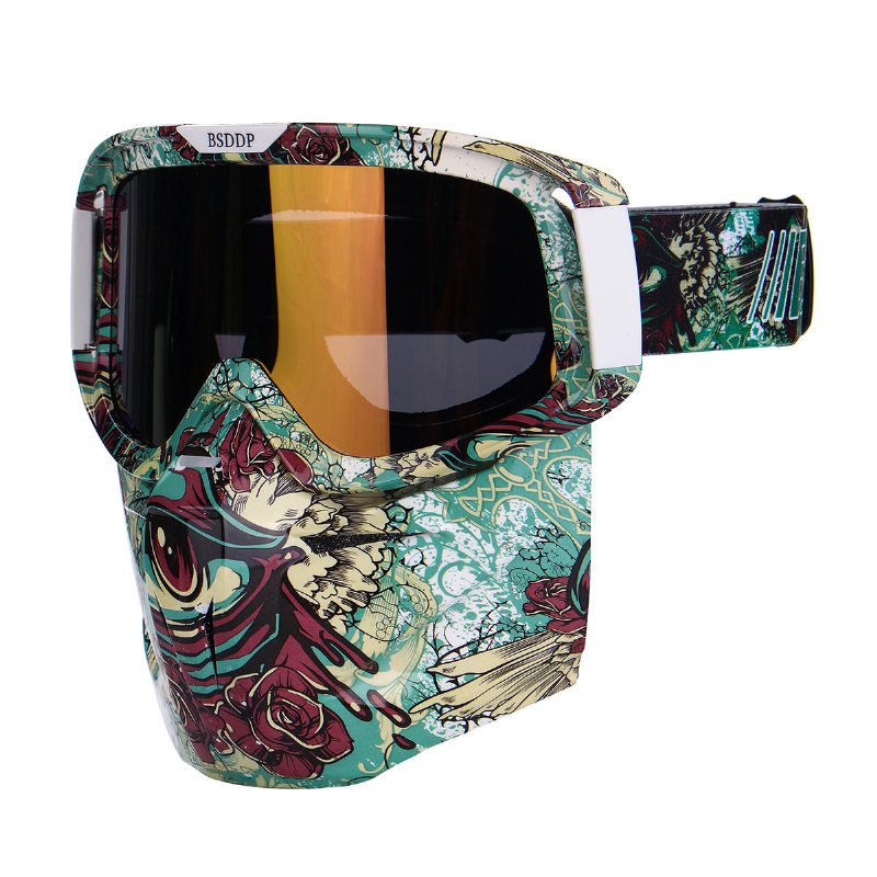 Vindtät Skidor Avtagbar Ansiktsmask Goggles Motorcykel Uv-skyddsglasögon