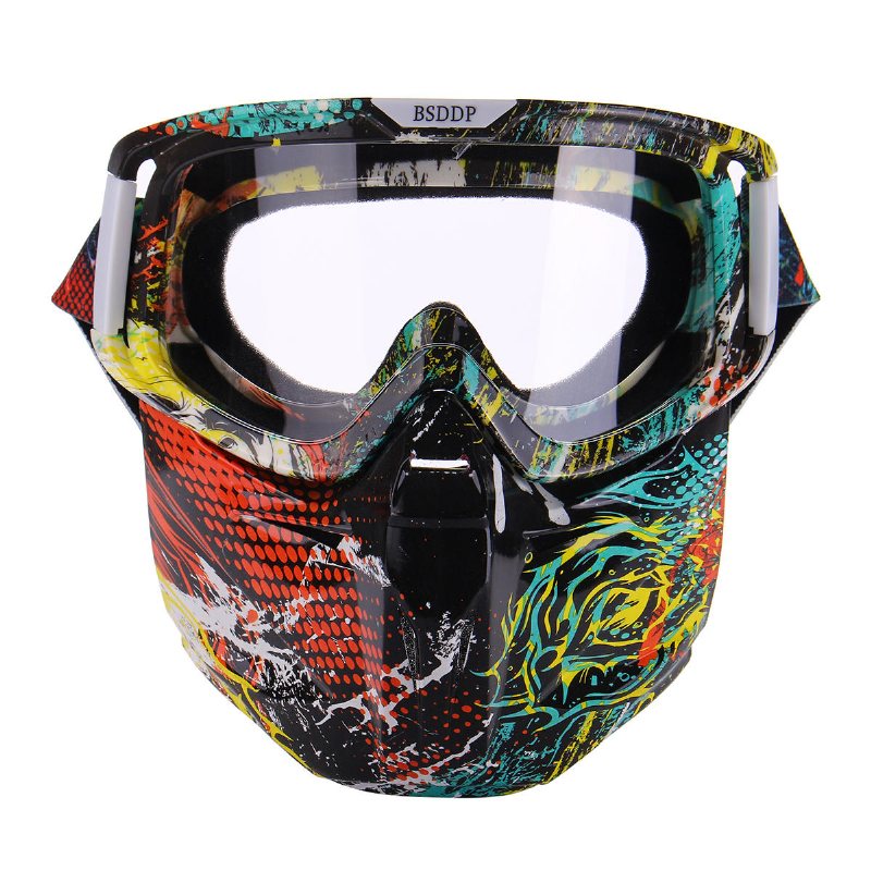 Vindtät Skidor Avtagbar Ansiktsmask Goggles Motorcykel Uv-skyddsglasögon