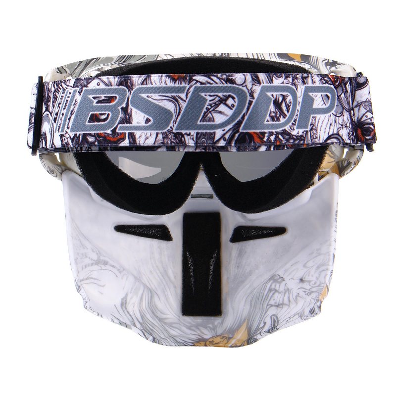 Vindtät Skidor Avtagbar Ansiktsmask Goggles Motorcykel Uv-skyddsglasögon