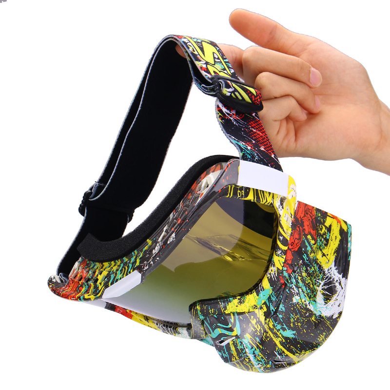 Vindtät Skidor Avtagbar Ansiktsmask Goggles Motorcykel Uv-skyddsglasögon