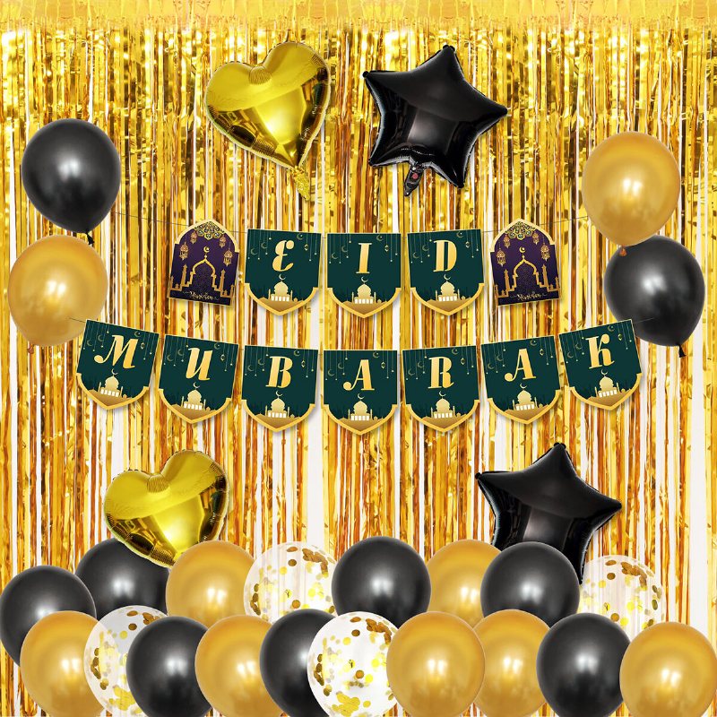 37 St/set Eid Ramadan Mubarak Pentagram Baner Party Folieballonger Heminredning
