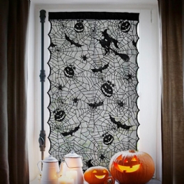 Halloween Spets Fönster Dörr Gardiner Häxa Pumpor Fladdermöss Duk Spökhus Dekor