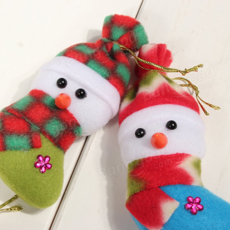 Jultomten Snögubbe Strumpa Stil Julgransprydnader
