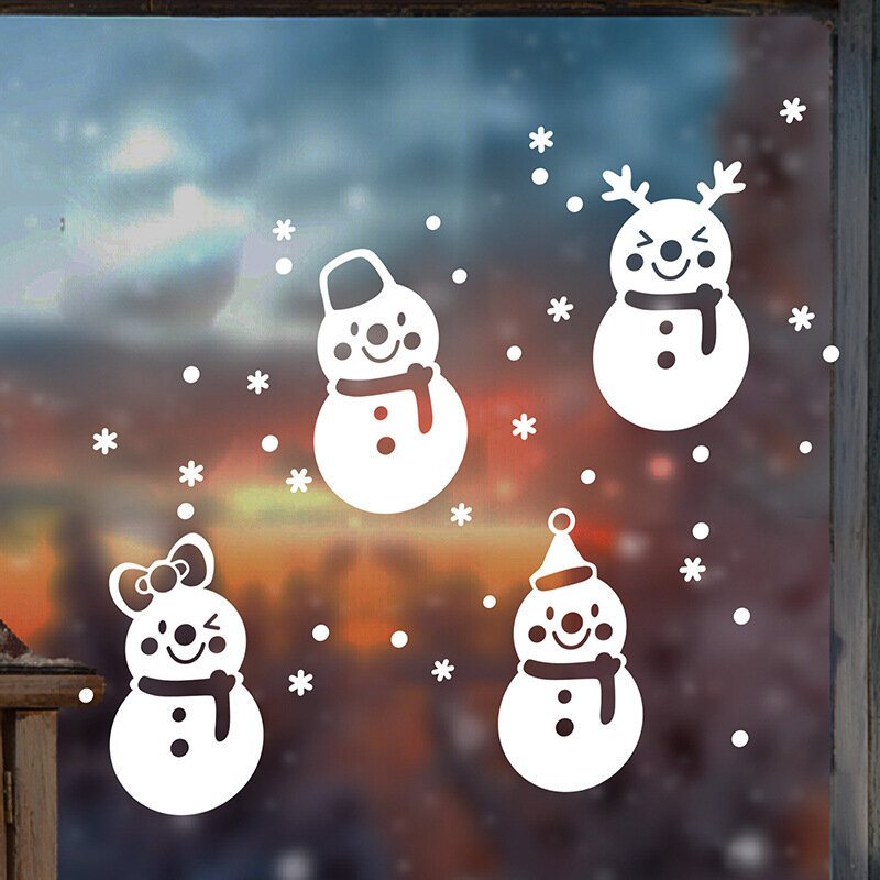 Miico Dlx9206 Juldekal Fönster Snögubbe Mönster Väggdekaler För Rumsdekoration