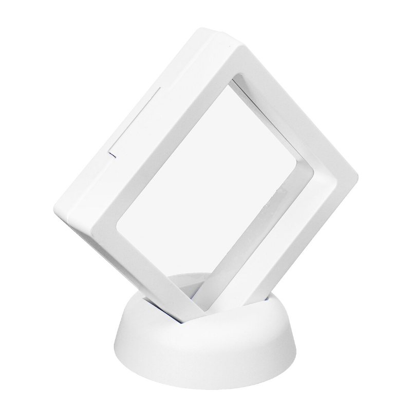 Fyrkantig 3d-album Flytande Ramhållare Myntlåda Smyckeskrin Display Vitrine Med Stativ