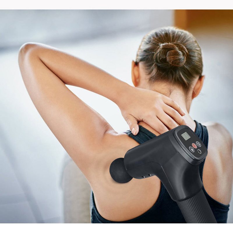 10-hastighets Muskelmassageapparat Högfrekvent Vibration Lågt Ljud Kroppsvävnadsmassageapparat Muskelspänningsavlastning Med 4 Massagehuvuden Us/au/eu-kontakt