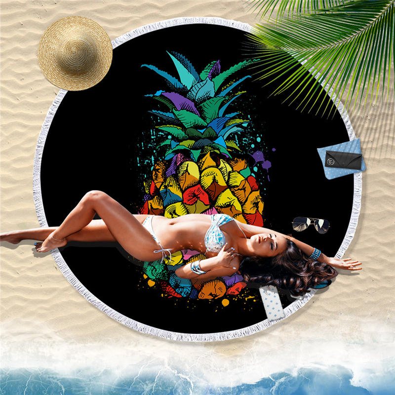 150x150cm Mjukt Tyg Rund Strand Poolhandduk Tofs Filt Yogamattor Gym Handduk