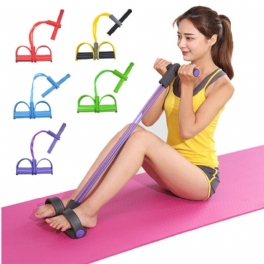 4-rör Fitness Elastiskt Sit Up Drag-rep Med Pedal Magträning Kroppsformning Yoga Resistance Band