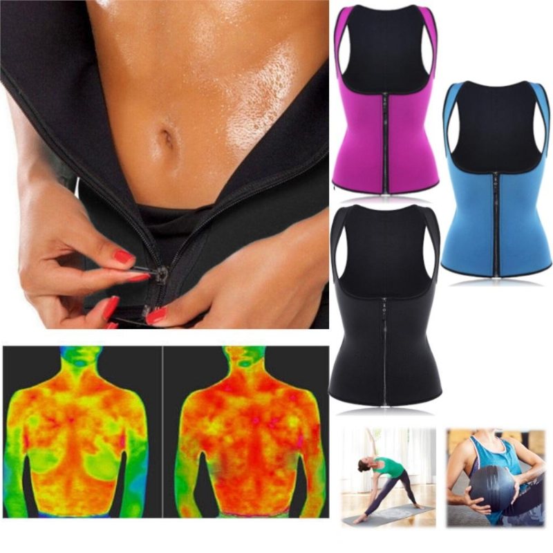 Dam Front Zip Sports Trainer Cincher Korsett Midja Shapewear Väst Plus Size Polyester Neopren